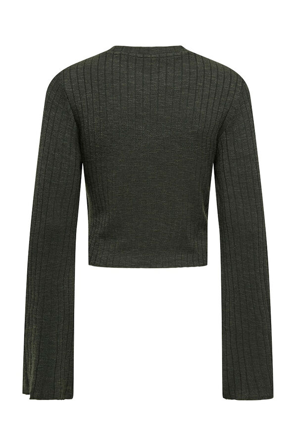 Only Top acanalado manga campana verde