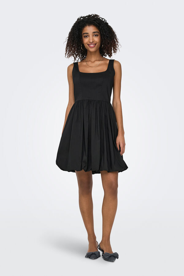 JDY Vestido curto com saia bal&atilde;o preto