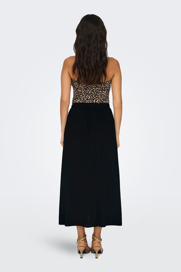 Only Falda midi botones frontales negro