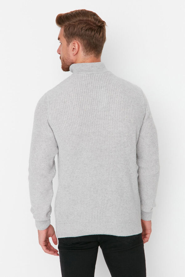 Trendyol Su&eacute;ter estruturado com gola trucker cinzento