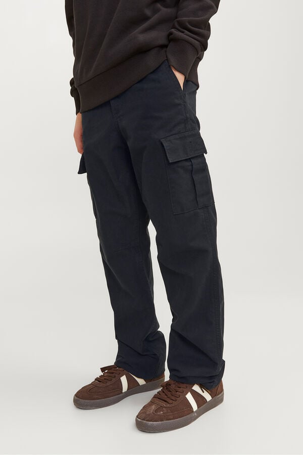 Jack & Jones Junior Pantal&oacute;n cargo regular fit negro