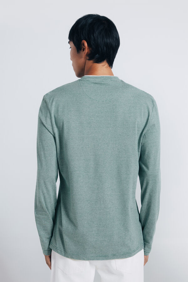 Springfield Camiseta manga larga doble microraya verde