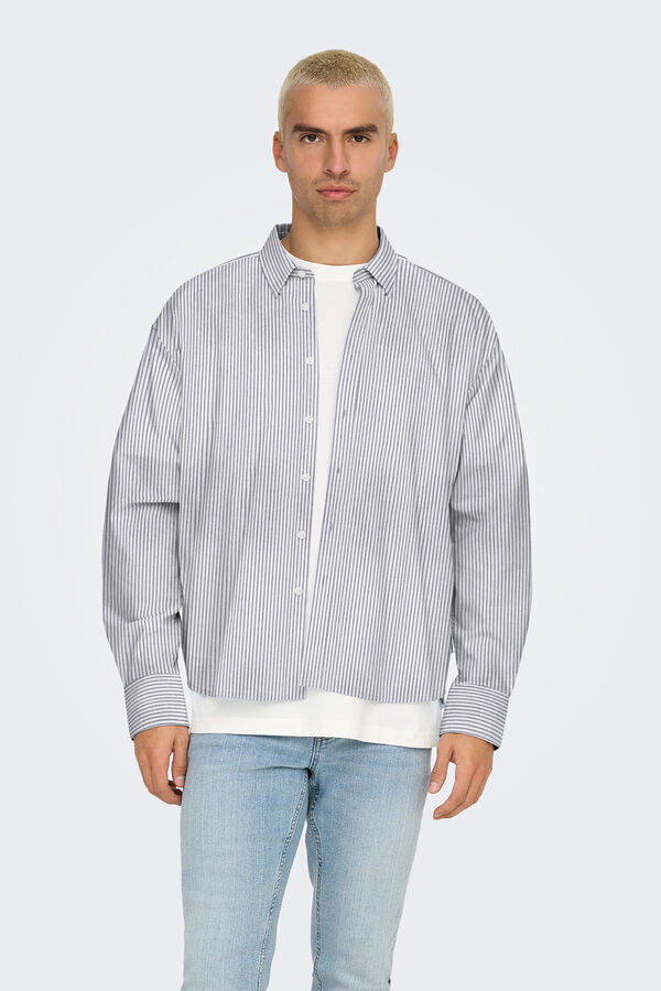 Only & Sons Camisa de hombre oxford confort fit. azul