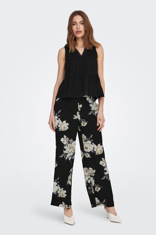 Only Blusa sin mangas escote de pico negro