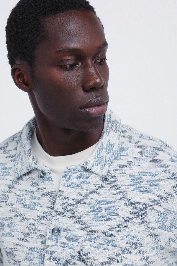 Springfield Camisa jacquard &eacute;tnica azul