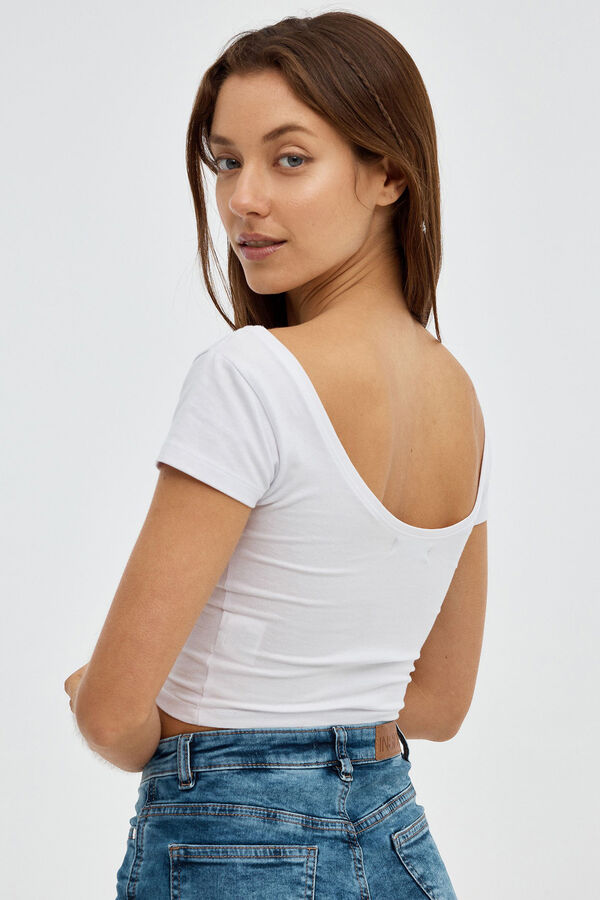 Inside Camiseta Cropped Escote Espald blanco