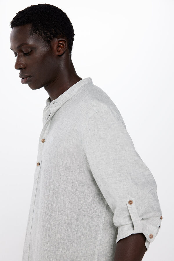 Springfield Camisa ligera estructura manga 3/4 con lino verde