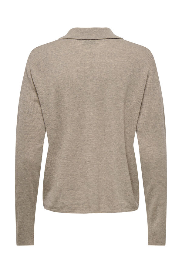 JDY Cardigan de manga larga y cuello polo nude