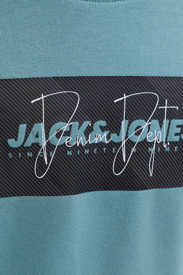 Jack & Jones Junior Sudadera logo cuadrado turquesa