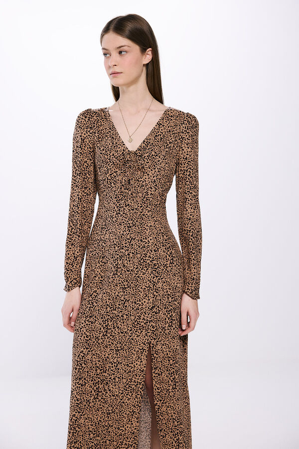 Springfield Vestido midi leopardo nude