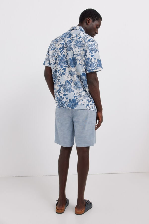 Springfield Bermuda chambray comfort slim fit azul