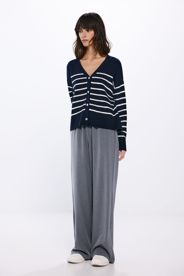 Springfield Cardig&atilde; riscas de marinheiro azul