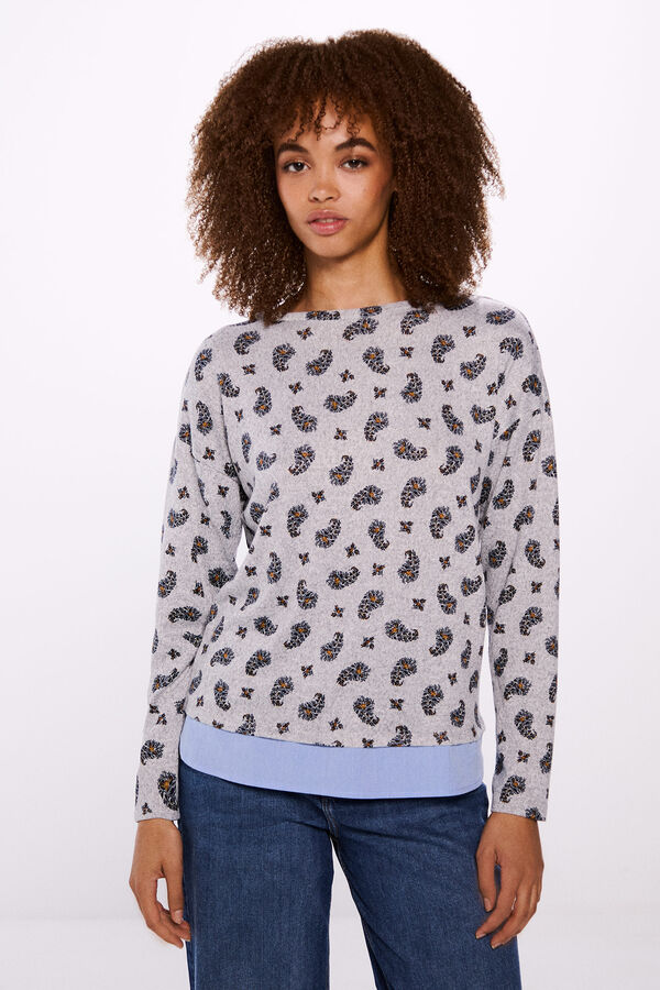 Springfield T-shirt estampada combinada cinzento