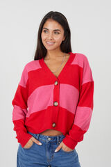 Brave Soul Chaqueta de punto a rayas rosa