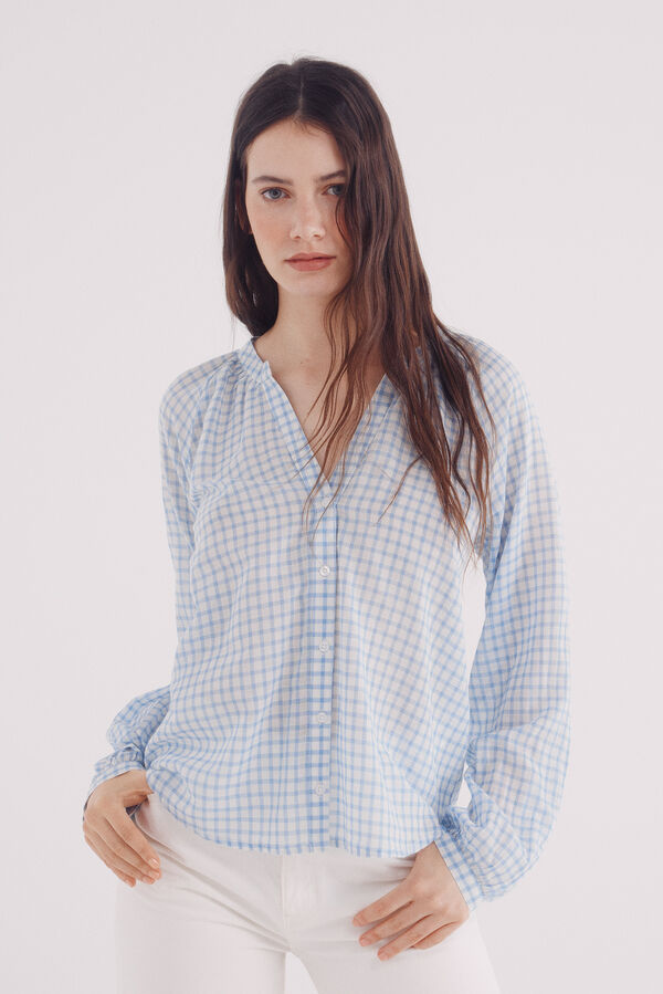 Springfield Blusa volume com gola mao azul