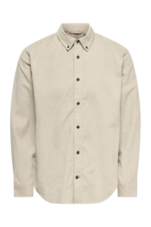 Only & Sons Camisa manga larga pana gris