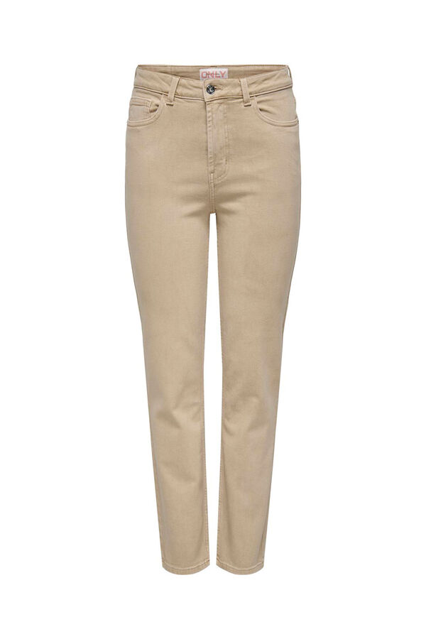 Only Pantalón recto de tiro alto gris