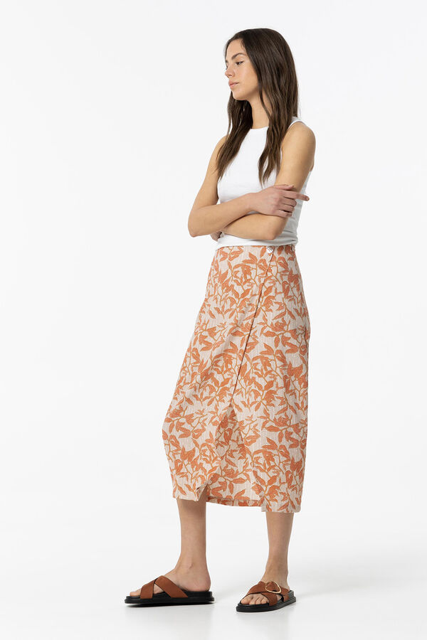 Tiffosi Saia midi estampado efeito enrugado rosa