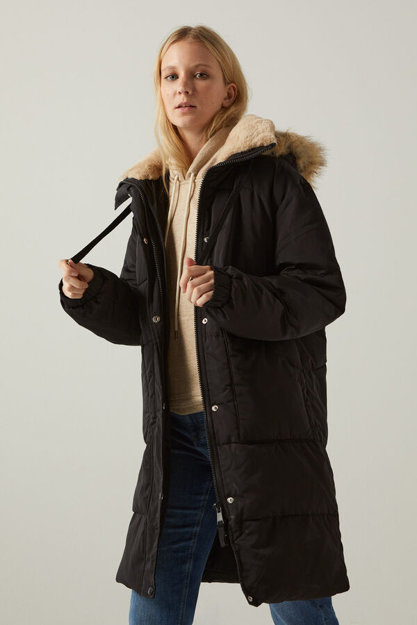 springfield Abrigo plumas largo repelente al agua negro