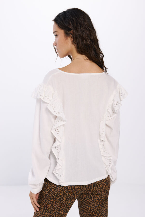 Springfield Blusa volantes schiffly estampado