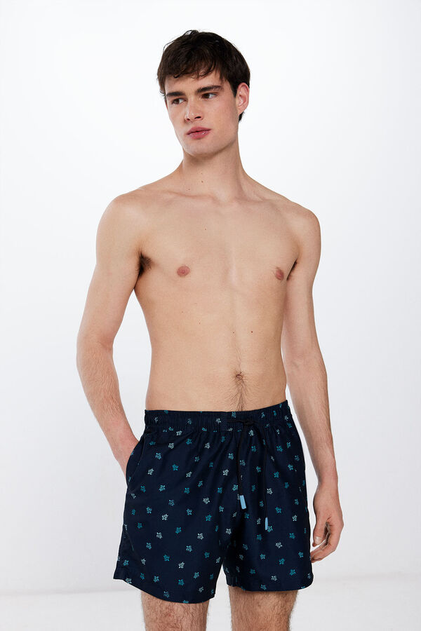 Springfield Ba&ntilde;ador estampado tortugas azul