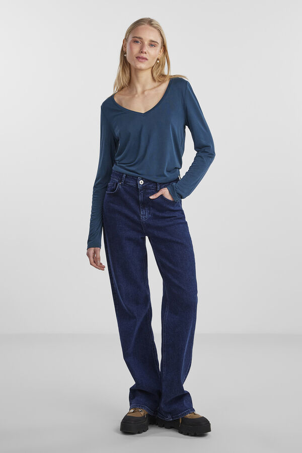 Pieces Camiseta de modal de manga larga verde