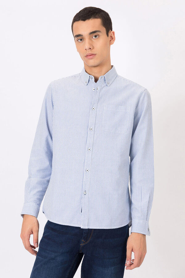 Tiffosi Camisa Regular Fit Oxford Rayas azul