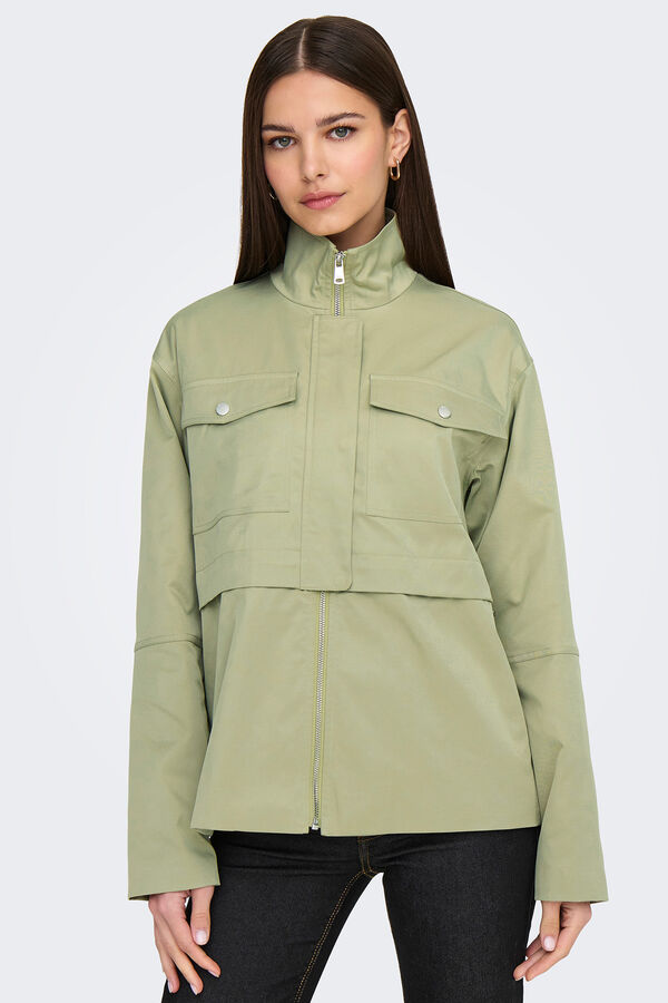 Only Jaqueta estilo utilitário com cintura ajustável cinzento