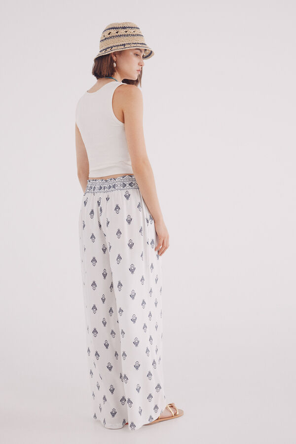 Springfield Calças largas estampadas castanho