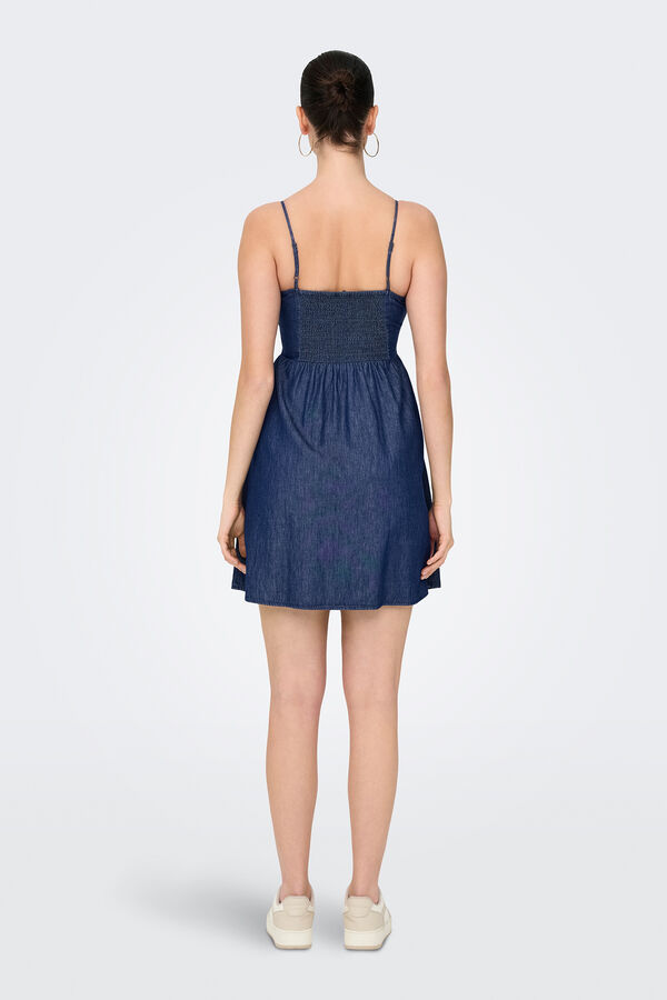 JDY Vestido curto jeans azul