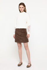 Pieces Saia curta de bombazina cru