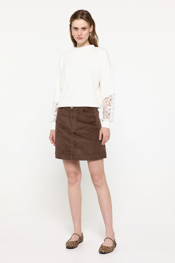 Pieces Saia curta de bombazina cru