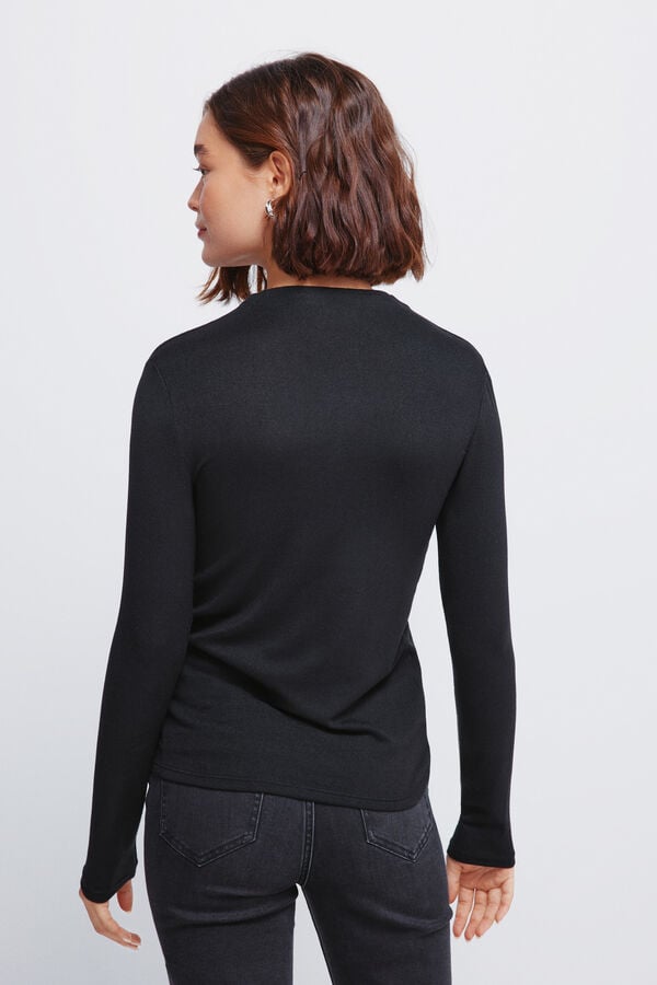 Springfield Camiseta cuello perkins tacto suave negro