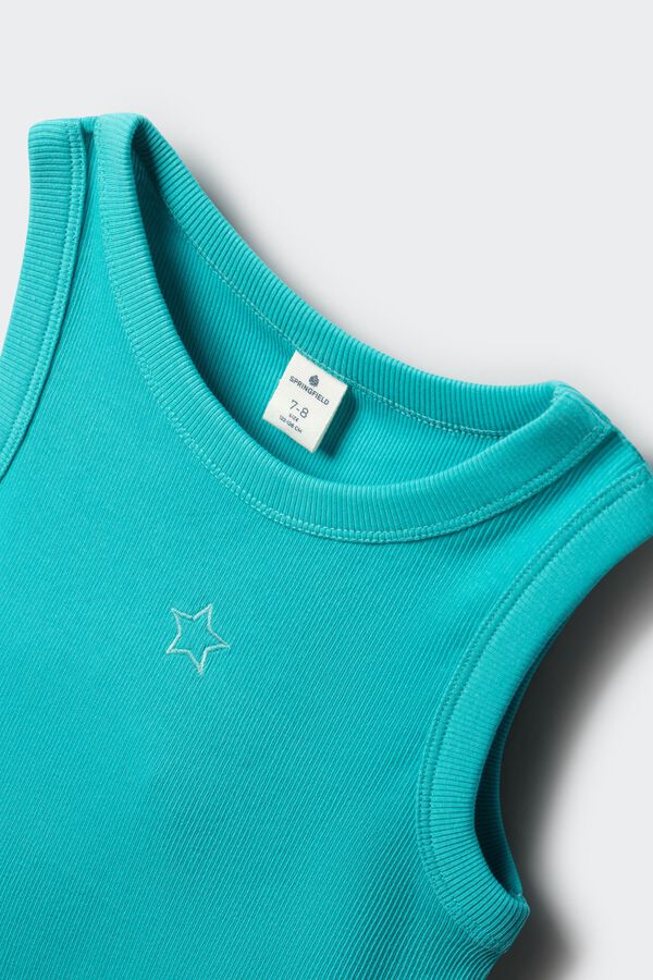 Springfield Kids Top rib bordado estrella ni&ntilde;a verde