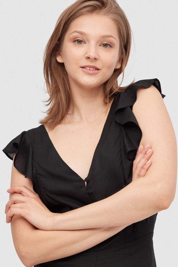 Inside Macacão Curto com Folhos preto