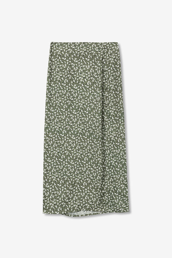 Tiffosi Falda Midi Estampada verde