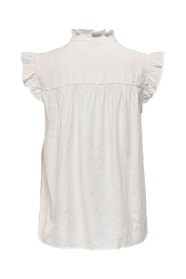 JDY Blusa sin mangas volantes blanco