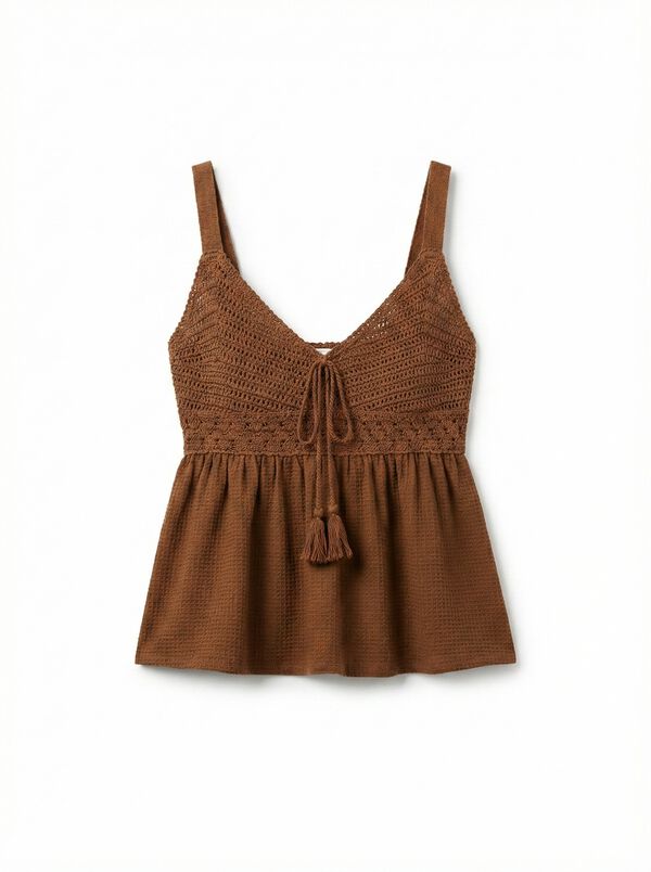 Springfield Top tirantes estructura crochet lazo nude