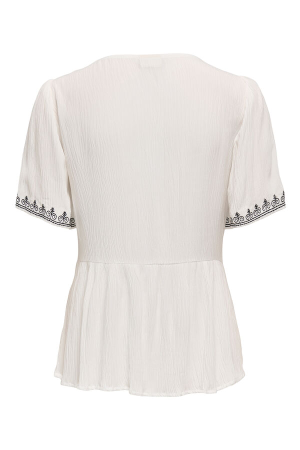 JDY Blusa manga curta bordada branco