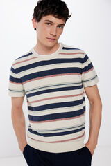 Springfield Camisola manga curtas riscas cinzento