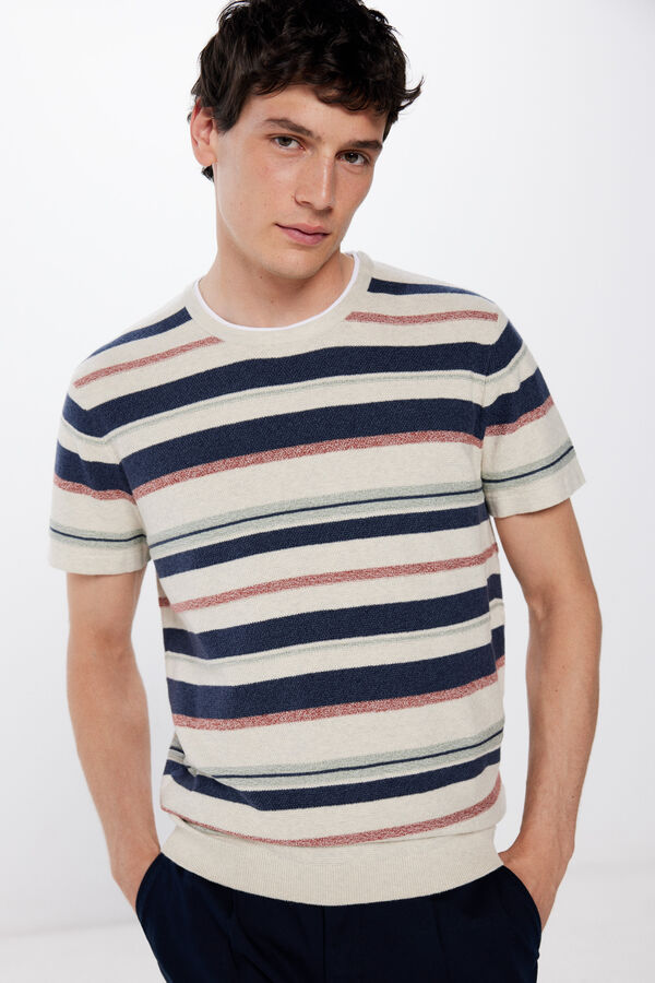 Springfield Camisola manga curtas riscas cinzento