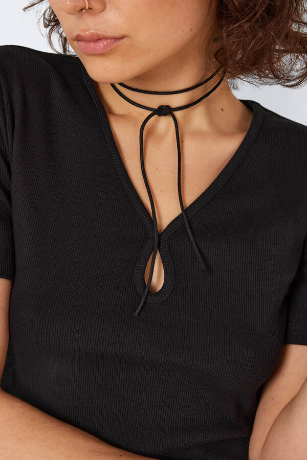 Noisy May T-shirt decote gota preto