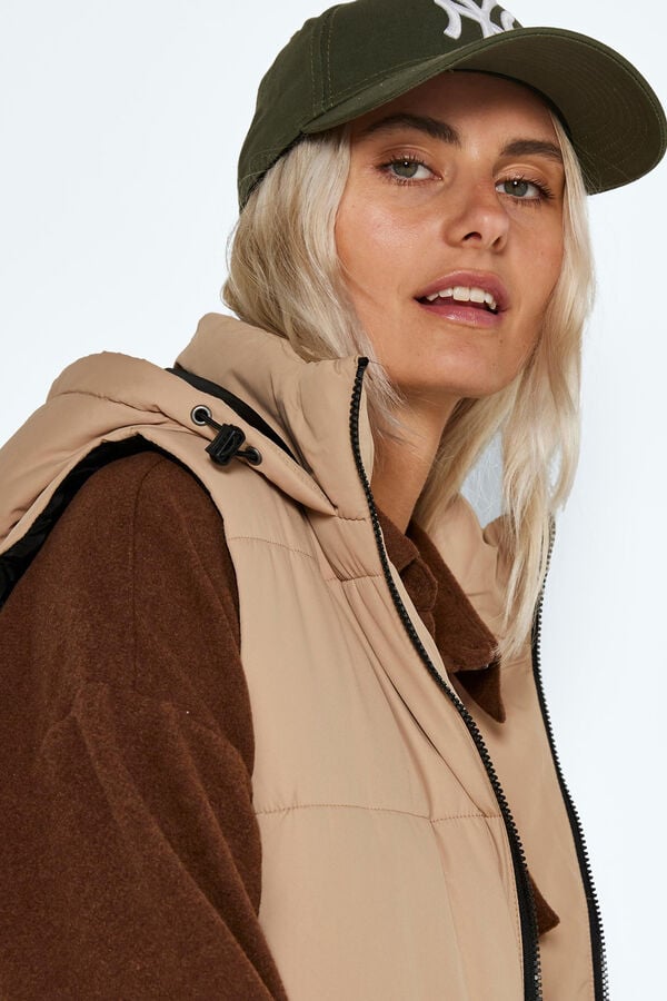 Noisy May Chaleco largo acolchado tostado