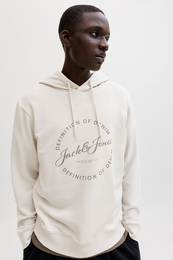 Jack & Jones Sweatshirt com capuz em felpa suave bege