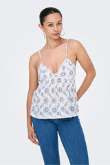 Only Blusa bordados perforados blanco