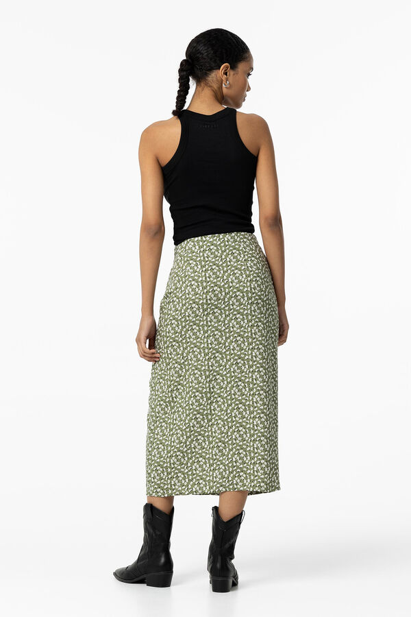 Tiffosi Falda Midi Estampada verde
