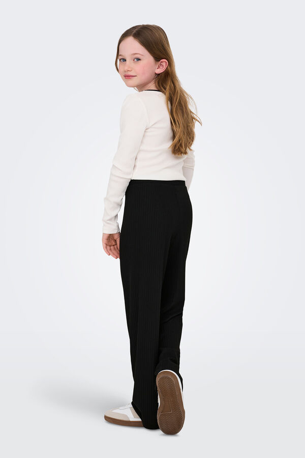 Only Girls Pantal&oacute;n ligero acanalado negro