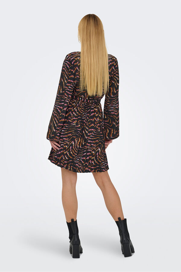 JDY Vestido curto plissado preto