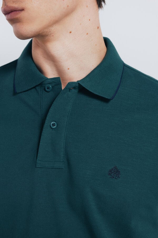 Springfield Polo piqu&eacute; fantas&iacute;a cuello tipping regular fit verde