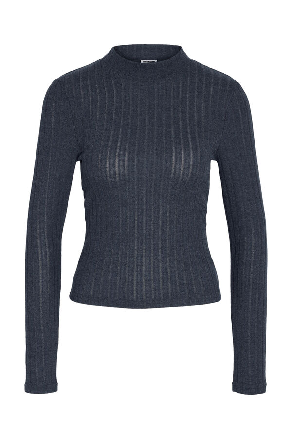 Noisy May Top de punto de manga larga con textura canale azul